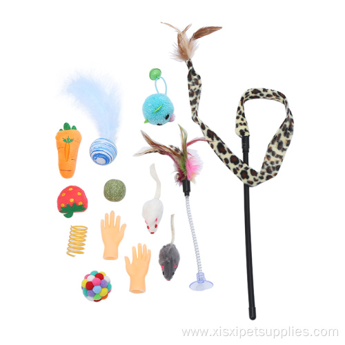 Cat Toy Set Feather Teaser Wand Mouse toy